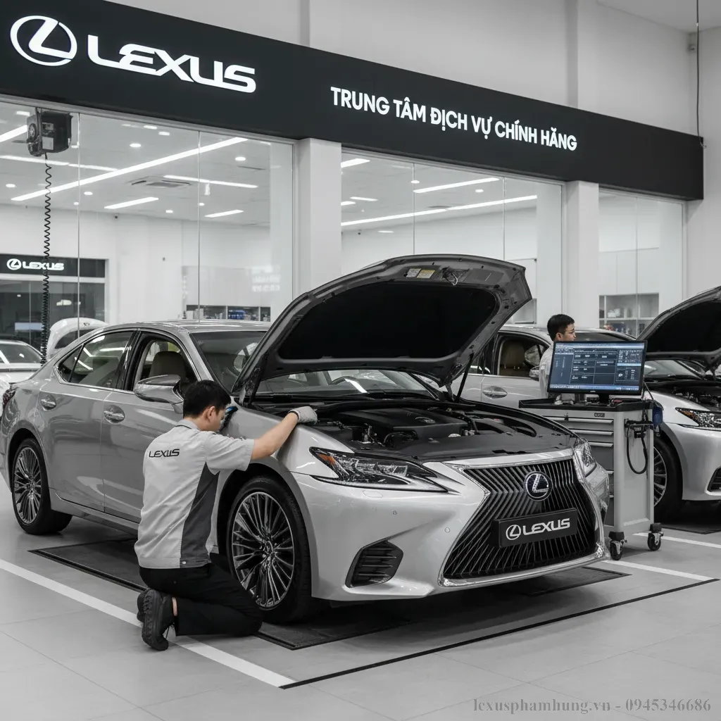 Bảo Hành Lexus ES 2026: Chi Tiết Từ A Đến Z 13 Kỹ thuật viên chuyên nghiệp tại trung tâm dịch vụ chính hãng Lexus thực hiện bảo dưỡng