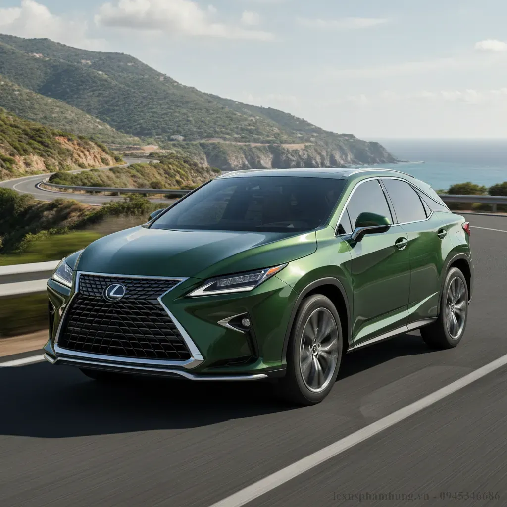 Thiết kế ngoại thất của Lexus RX350 xanh rêu đầy ấn tượng và mạnh mẽ